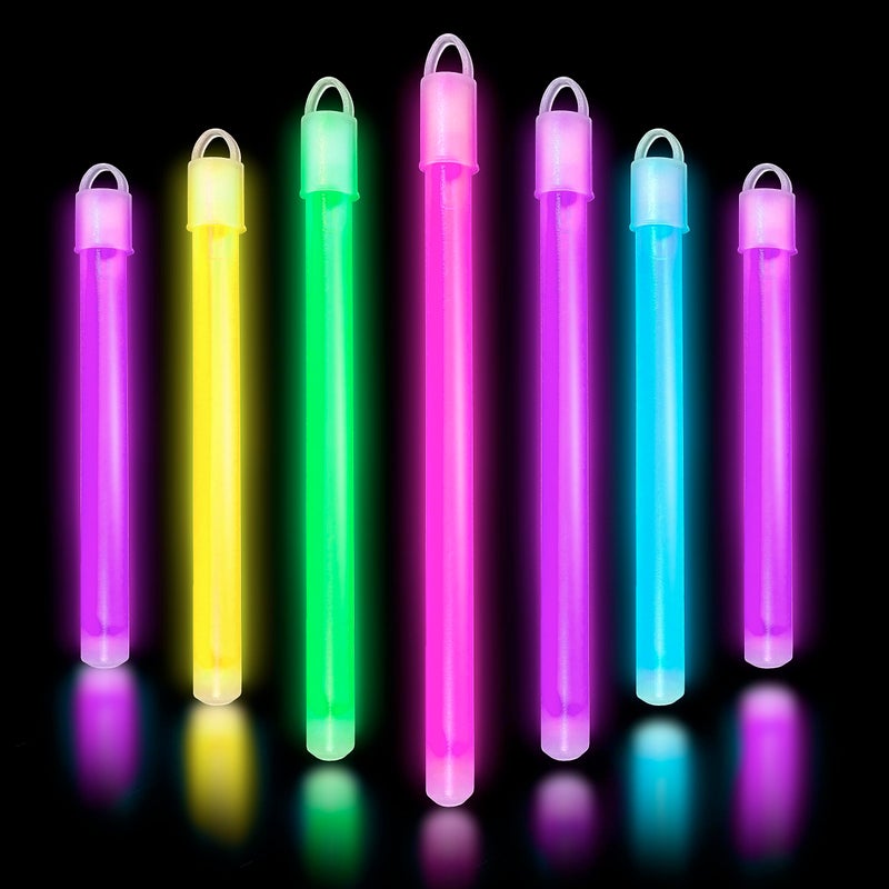 Glow Fever Glow in The Dark Sticks - 100 ct 6" Glow Sticks Bulk Party Pack with End Caps & Lanyards - Glow Party Favors for Concert, Festival, & Wedding Neon Light Sticks by Party Dragon, Multi - Image 1